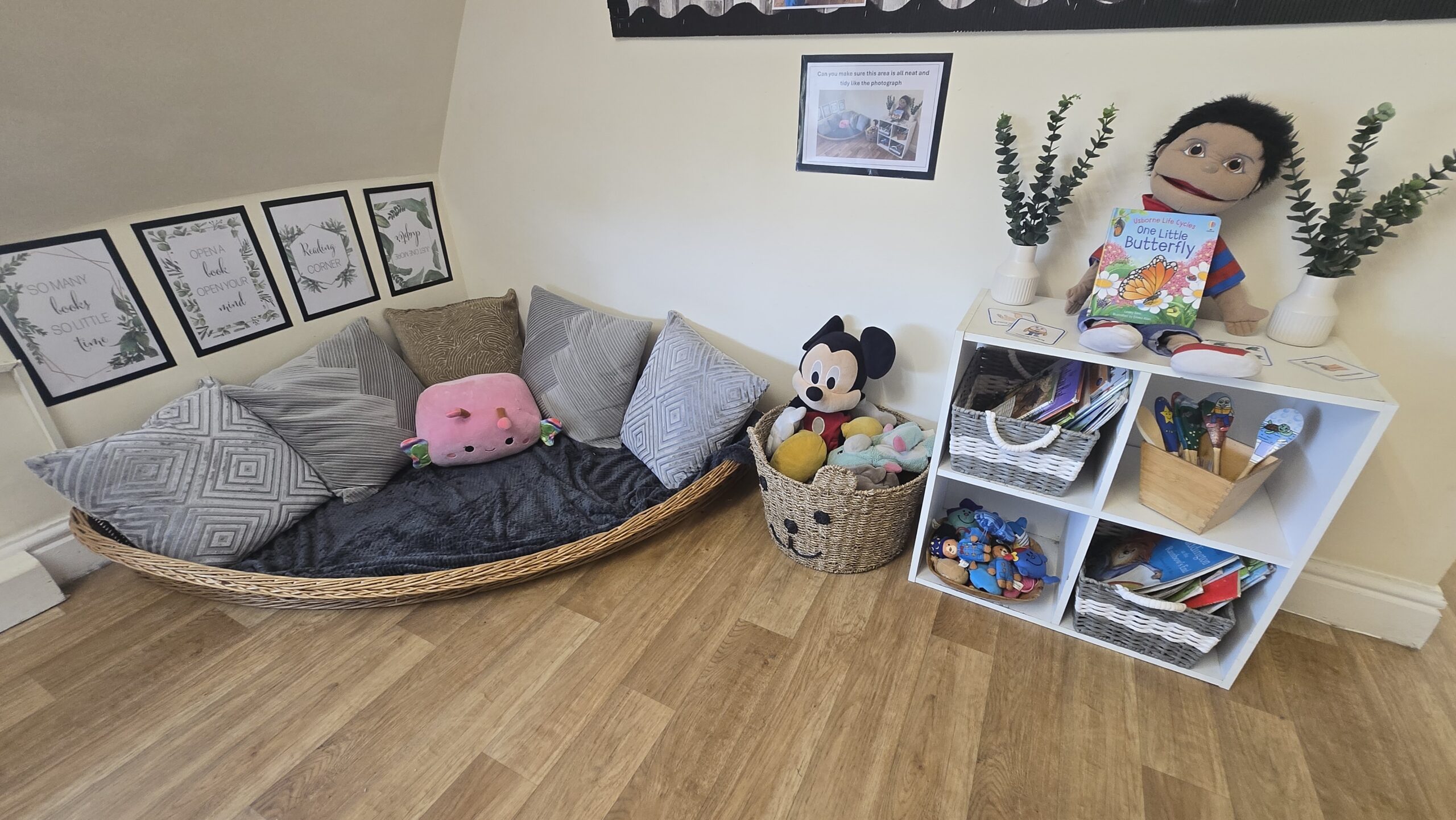 Cushioned area for relaxing and regulating at Partou Acorns in Adel nursery and pre-school in Leeds