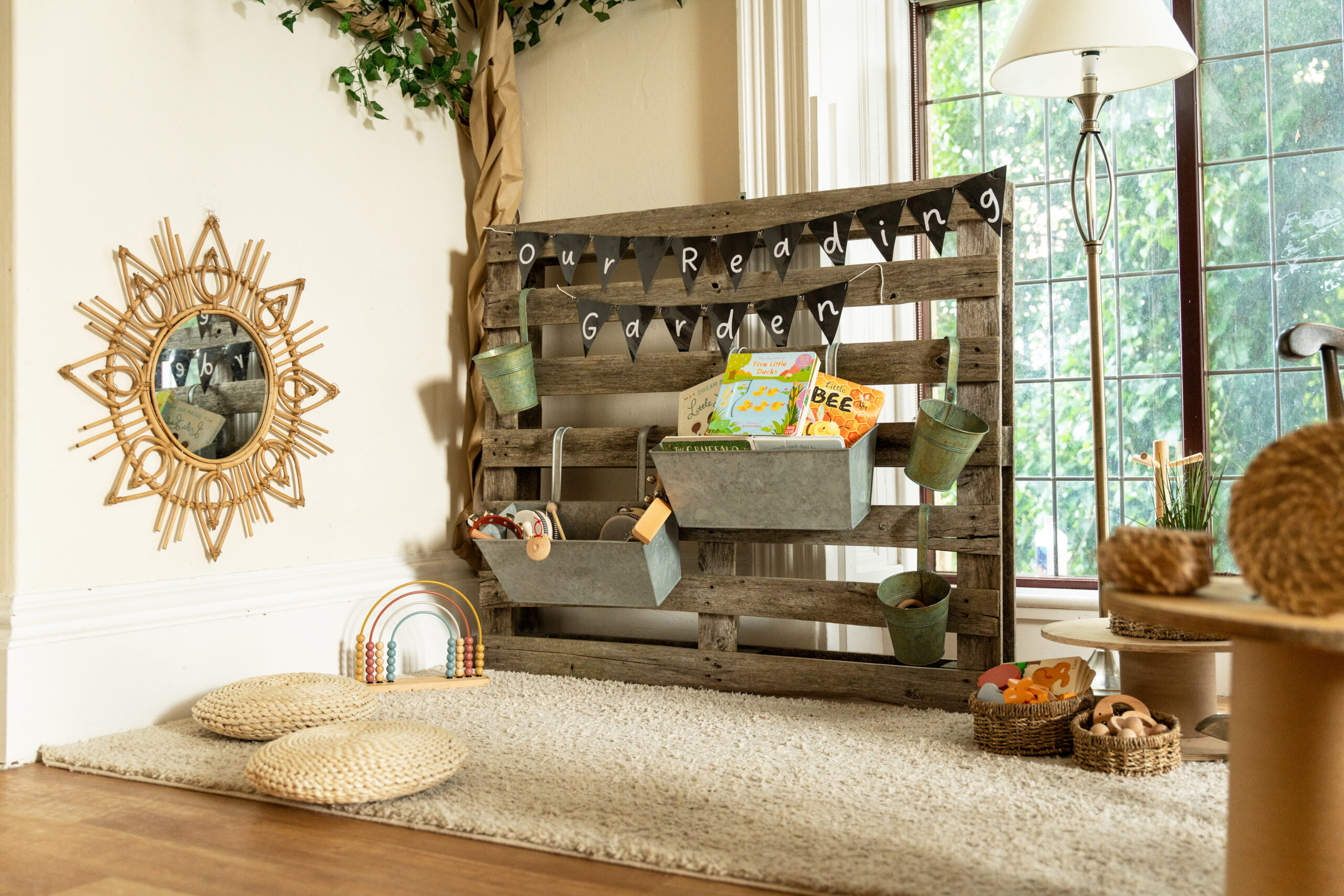 Reading garden displaywith natures inspired children