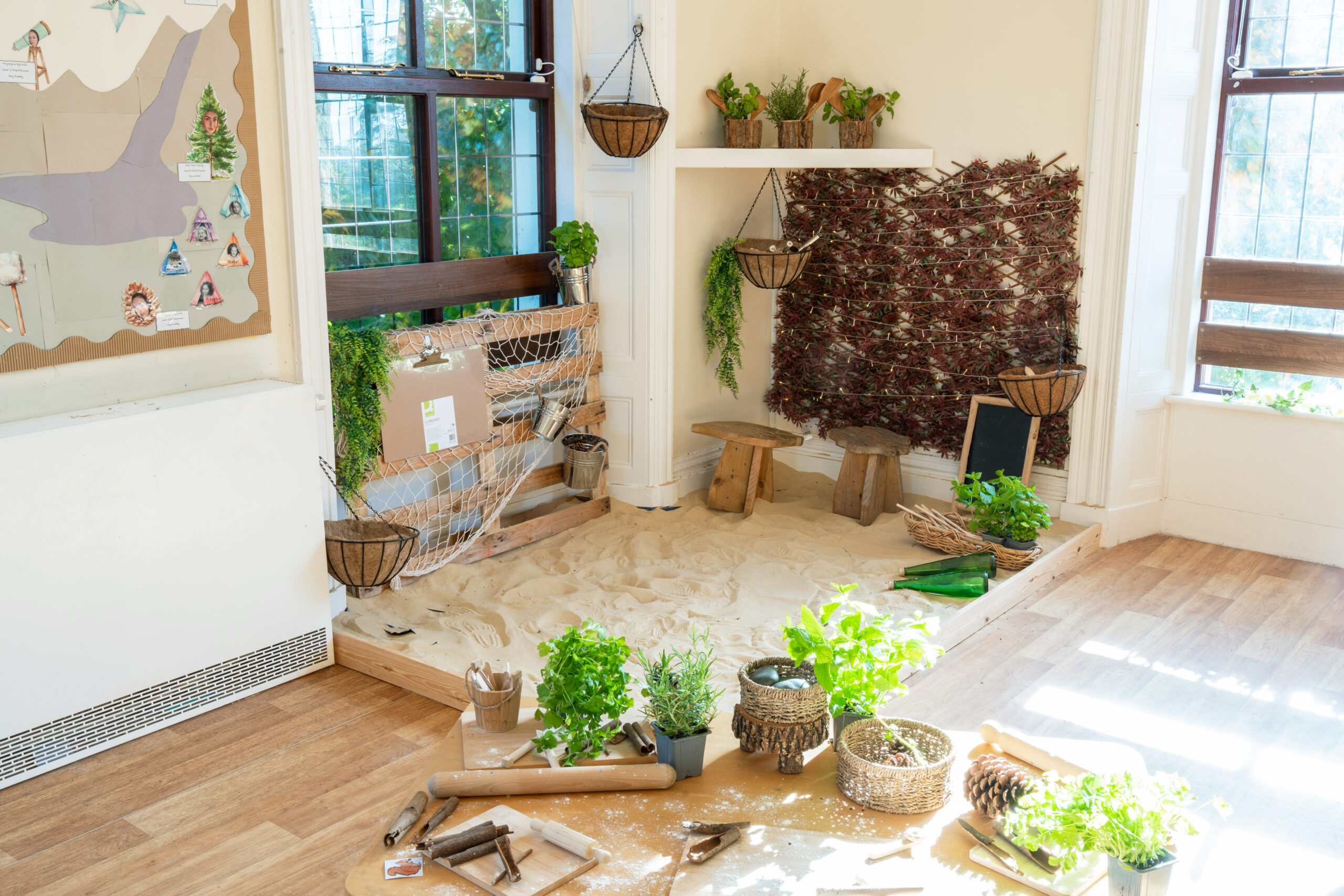 Sandpit area inside Hilltops nursery in Chorley