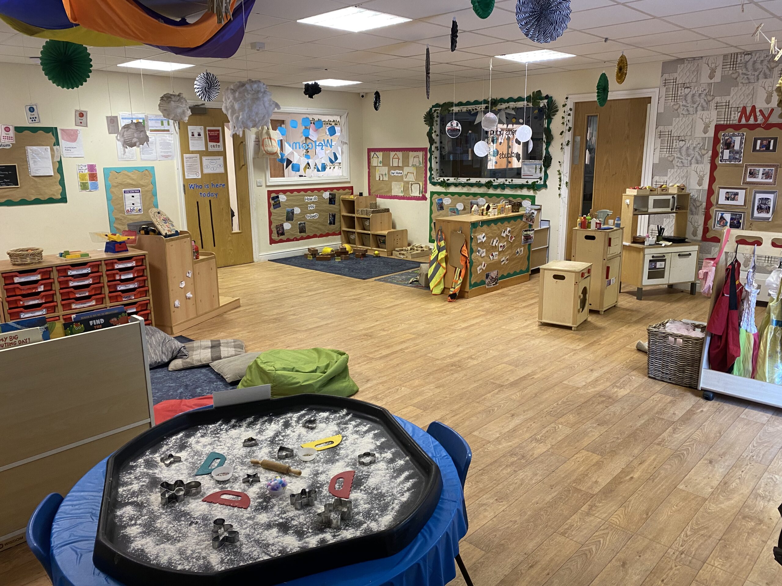Play space with sensory toys set up at Partou Up & Away Day Nursery in Speke