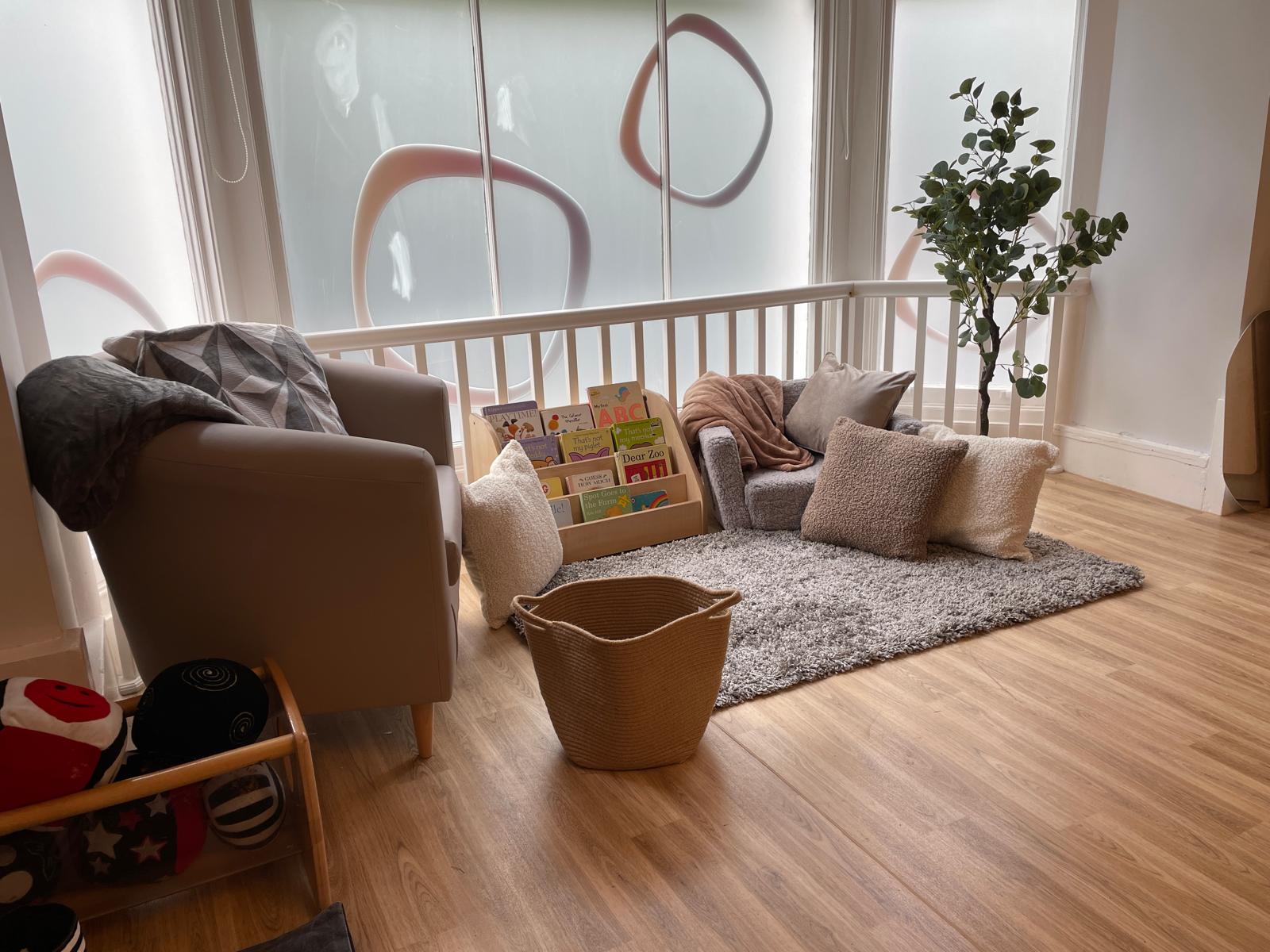 Cosy reading area in Oxton Day Nursery and Pre-School in Birkenhead
