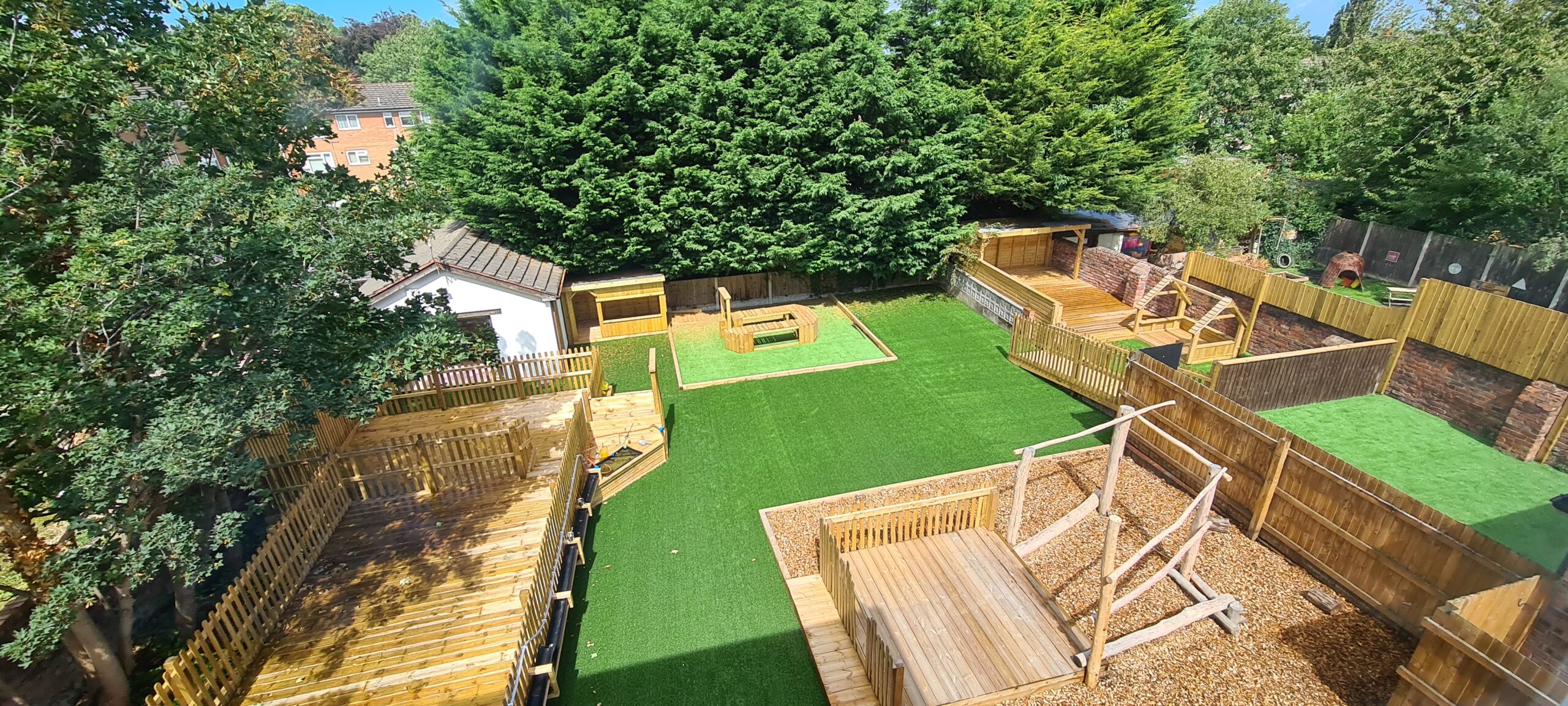 Overhead view of the outdoor area at Oxton Day Nursery in Prenton, Birkenhead