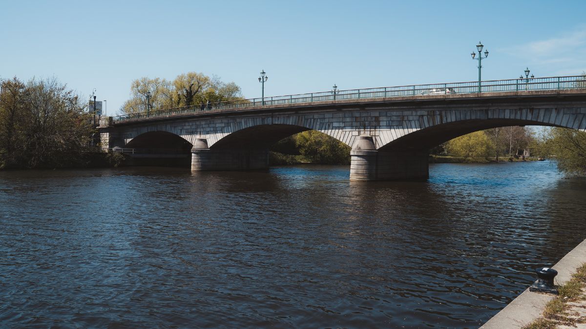 Staines bridge on a sunny spring day